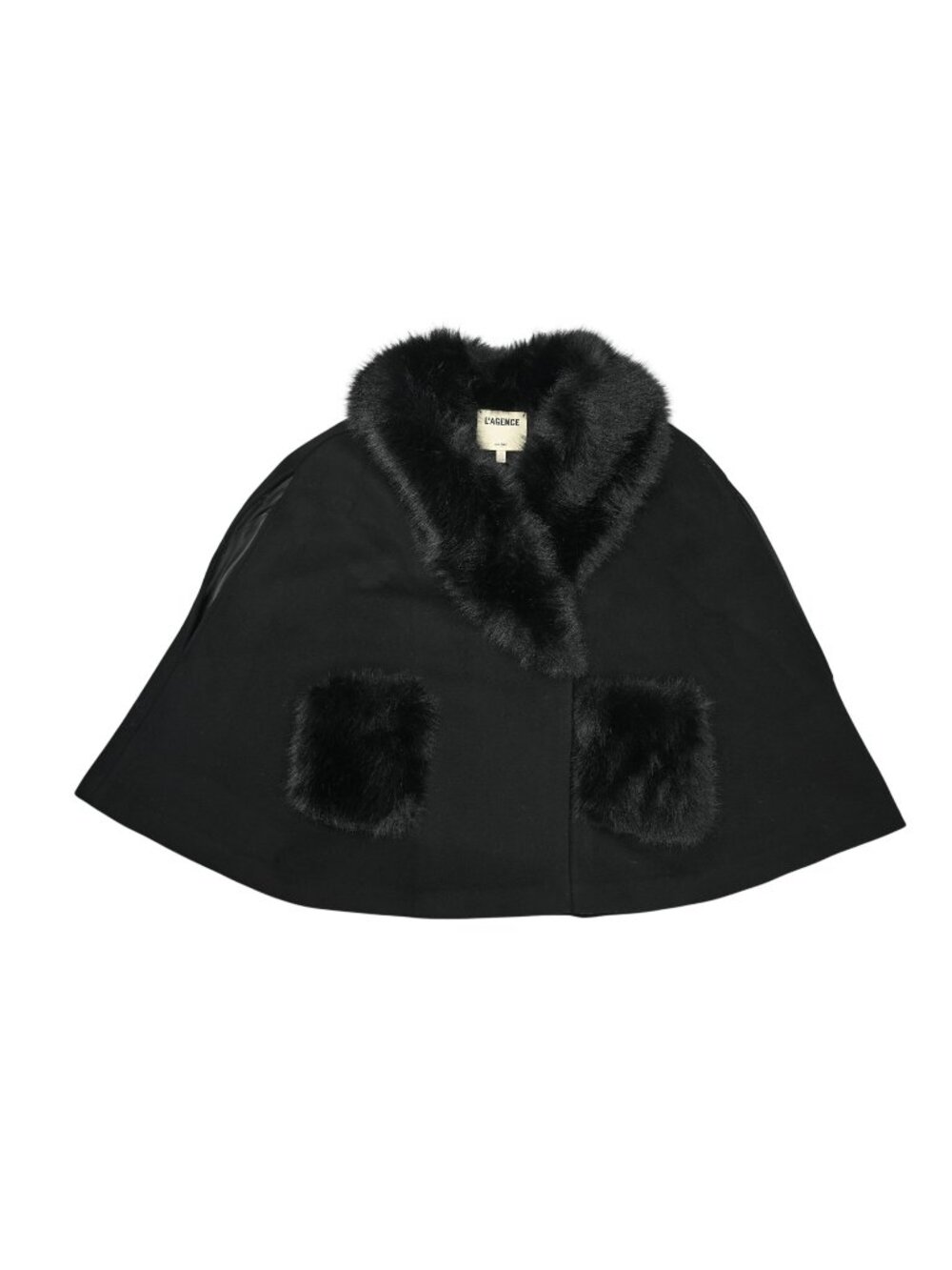 L'Agence Chana Faux Fur Collar Cape in Black